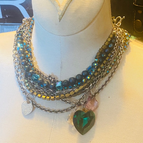 FNA Sterling Silver Multi Strand Crystal Necklace - Picture 4 of 13